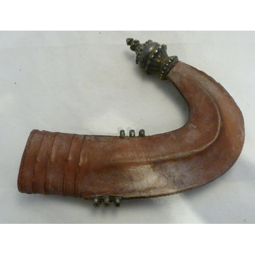 329 - Arabic Jambiya dagger, with bone hilt bearing yellow metal appliques and ruby-coloured jewelled ston... 