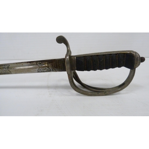 217 - George V Scottish Royal Artillery officer's sword, etched single edge blade with regimental title an... 