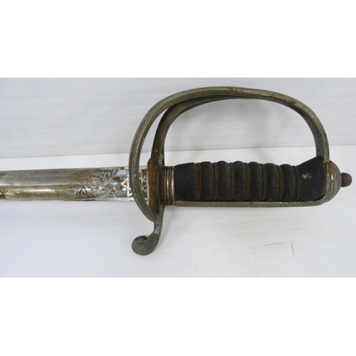 217 - George V Scottish Royal Artillery officer's sword, etched single edge blade with regimental title an... 