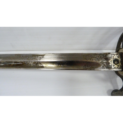 217 - George V Scottish Royal Artillery officer's sword, etched single edge blade with regimental title an... 