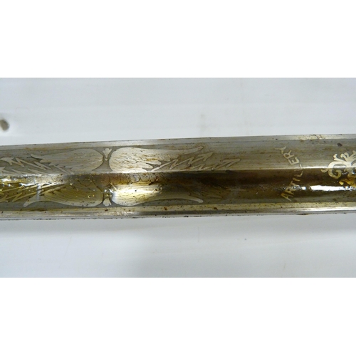 217 - George V Scottish Royal Artillery officer's sword, etched single edge blade with regimental title an... 