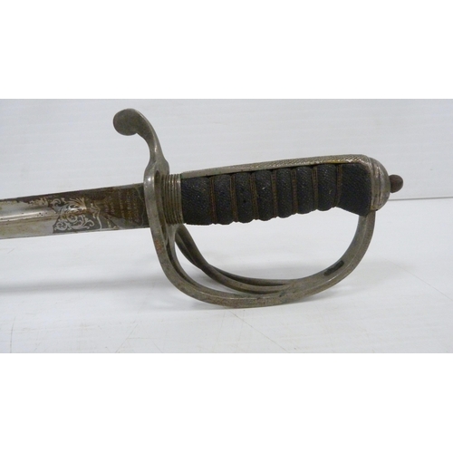 217 - George V Scottish Royal Artillery officer's sword, etched single edge blade with regimental title an... 