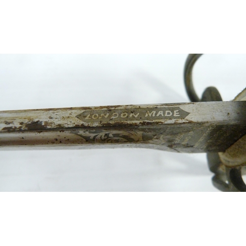 217 - George V Scottish Royal Artillery officer's sword, etched single edge blade with regimental title an... 