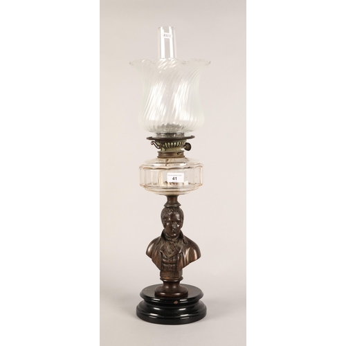 41 - Oil lamp in the form of bronzed bust of Burns