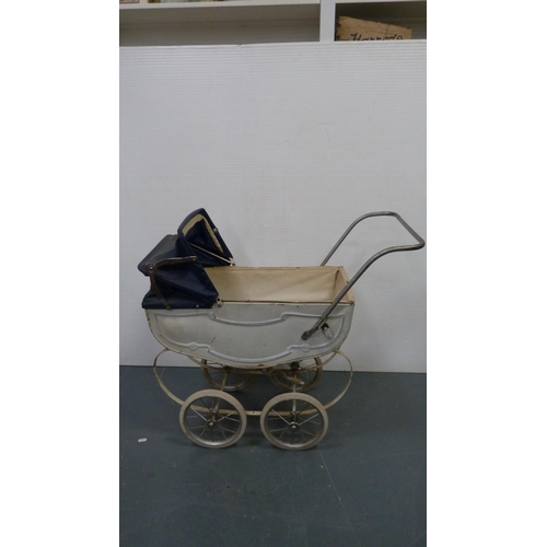 114 - Two vintage doll's prams and a trolley cart.  (3)