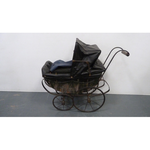 114 - Two vintage doll's prams and a trolley cart.  (3)