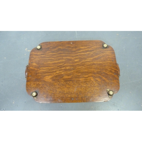 115 - Oak galleried serving tray.