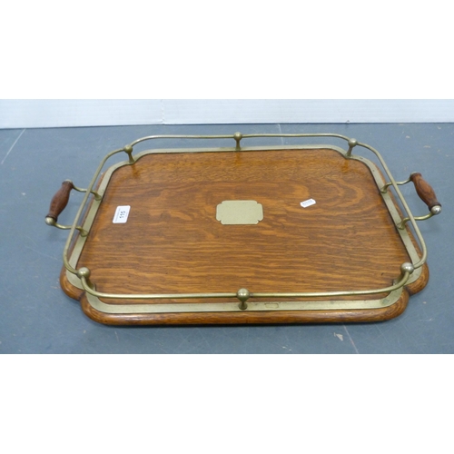 115 - Oak galleried serving tray.