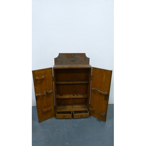 117 - Army & Navy Stores tool cabinet, doll, egg box, luggage crates, and a box containing doll's acce... 