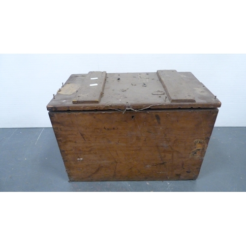 117 - Army & Navy Stores tool cabinet, doll, egg box, luggage crates, and a box containing doll's acce... 