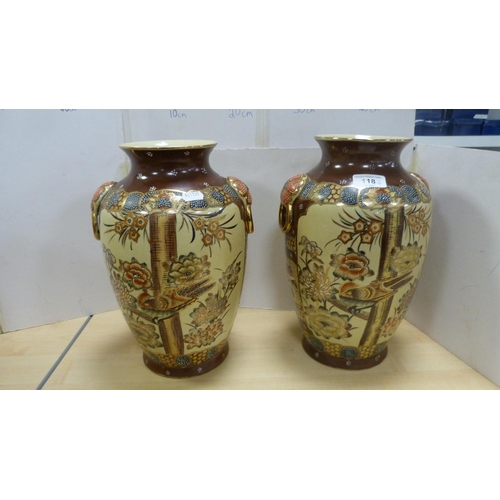 118 - Pair of reproduction Oriental vases, reproduction Oriental crackle glazed jar and cover and another,... 