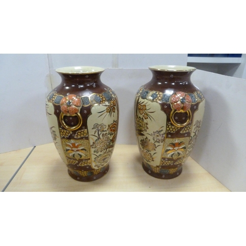 118 - Pair of reproduction Oriental vases, reproduction Oriental crackle glazed jar and cover and another,... 