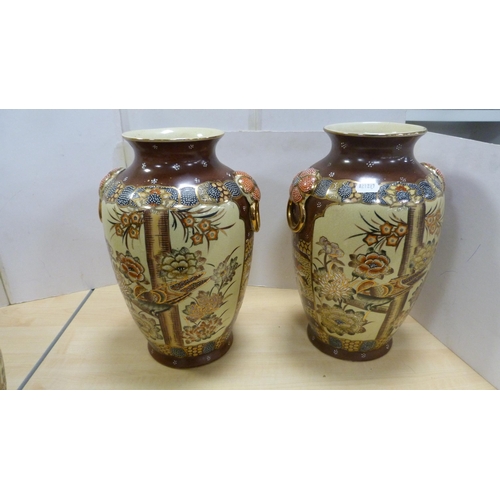 118 - Pair of reproduction Oriental vases, reproduction Oriental crackle glazed jar and cover and another,... 