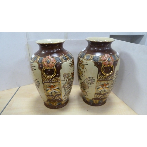 118 - Pair of reproduction Oriental vases, reproduction Oriental crackle glazed jar and cover and another,... 