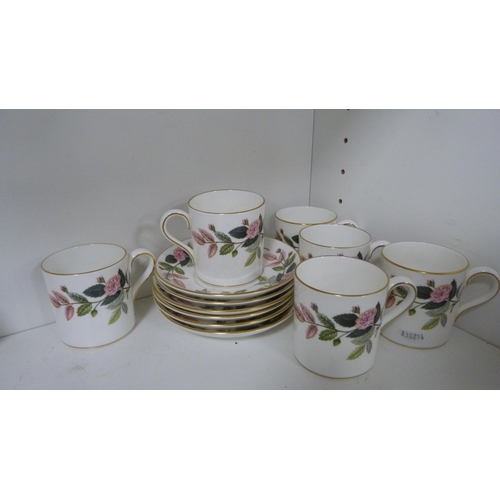 131 - Minton 'Marlow' pattern part coffee set, Wedgwood 'Hathaway Rose' pattern coffee cans and saucers, a... 