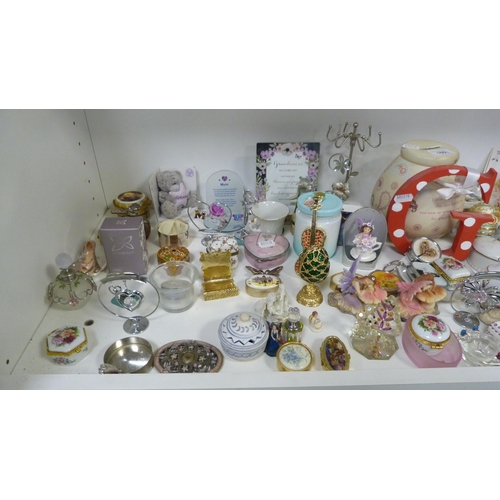 160 - Collection of decorative items to include Limoges patch boxes, fairy ornaments, photograph frames et... 