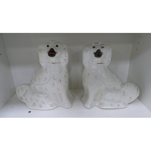 172 - Pair of wally dogs, two Nao figures, Russian animal figure and another figure (one shelf).  (6)