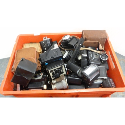 194 - Carton containing miscellaneous cameras and field glasses.