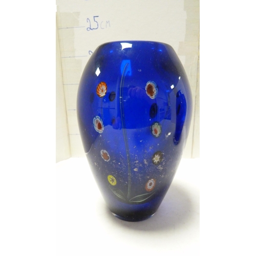 215 - Pair of Caithness-style blue glass vases.  (2)