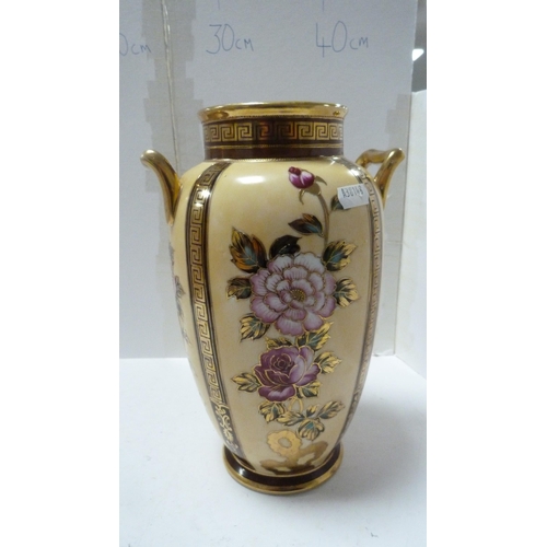 217 - Pair of Noritake floral and gilt decorated twin-handled vases.  (2)