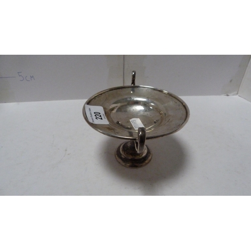 220 - Small silver twin-handled stemmed dish, 128g.