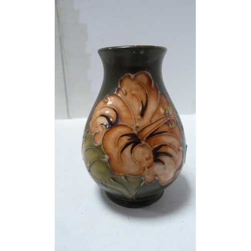 225 - Small Moorcroft tube-lined spill vase on green ground, Beswick figure of a foal and a small glass cu... 