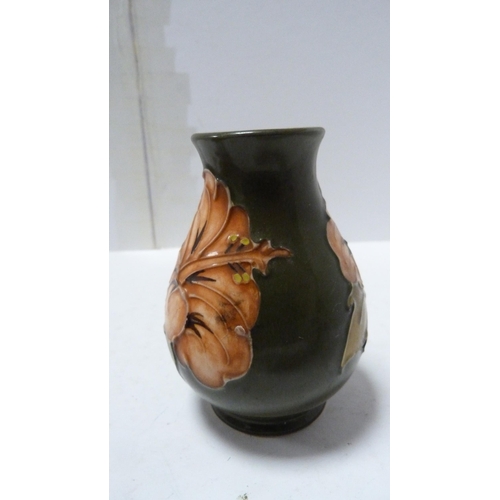 225 - Small Moorcroft tube-lined spill vase on green ground, Beswick figure of a foal and a small glass cu... 