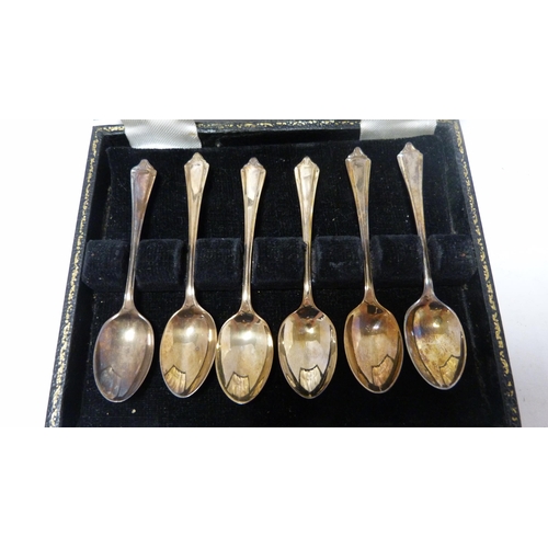 227 - Set of six silver coffee spoons, in fitted case.