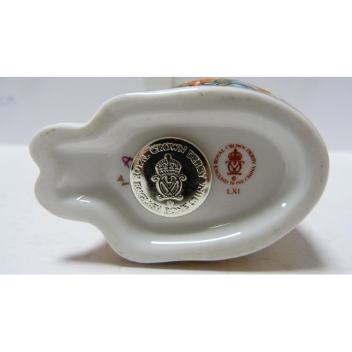 231 - Two Royal Crown Derby paperweights modelled as cats, with silvered stoppers.  (2)