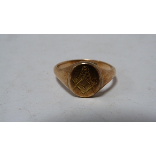 238 - Gent's 9ct gold Masonic ring, 7.9g.