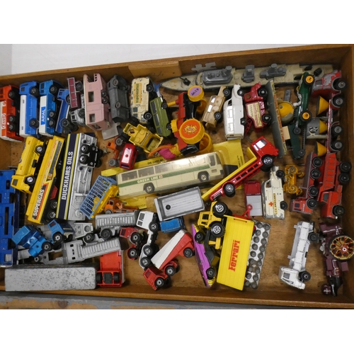 26 - Two trays of Lesney, Dinky and other playworn models.