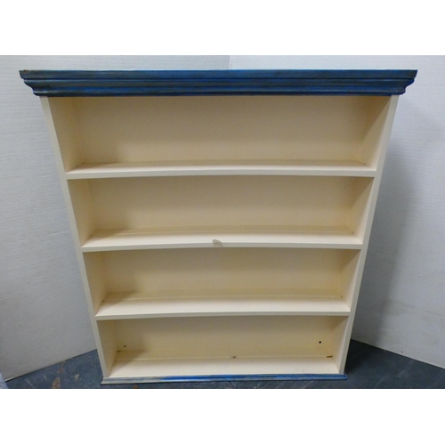 266 - Two contemporary painted and laminated open bookcases.  (2)