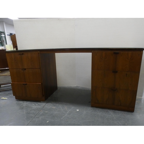 268 - Retro-style walnut kneehole desk.