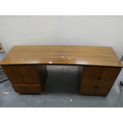 268 - Retro-style walnut kneehole desk.