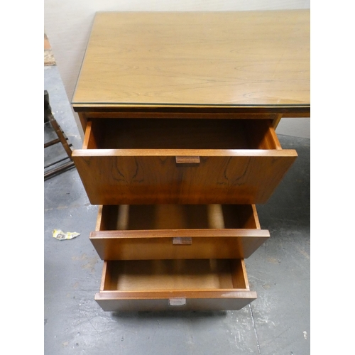 268 - Retro-style walnut kneehole desk.