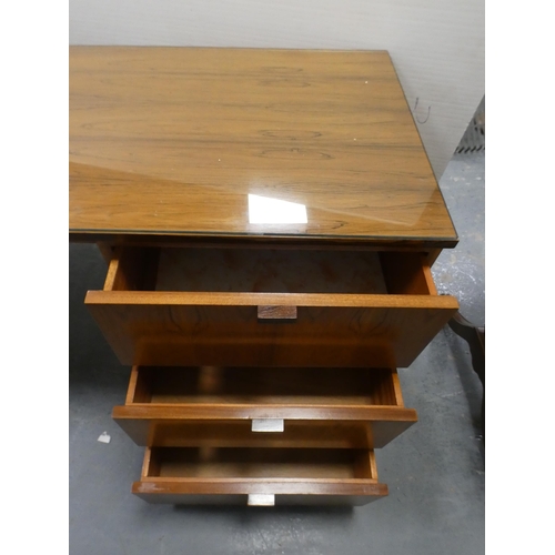 268 - Retro-style walnut kneehole desk.