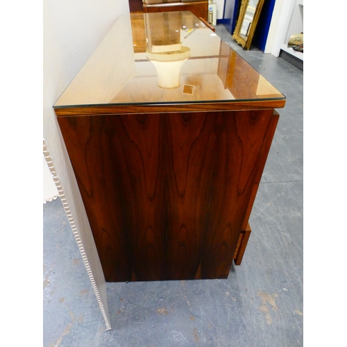 268 - Retro-style walnut kneehole desk.