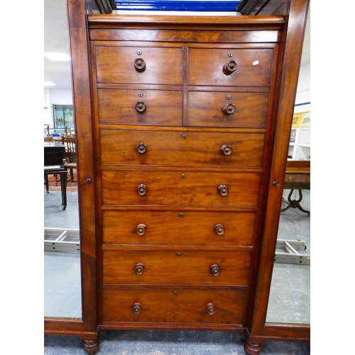 273 - Victorian mahogany combination wardrobe with assorted drawers to the centre flanked by glazed doors.