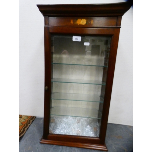 282 - Reproduction D-end coffee table, tri-plate dressing mirror and a wall cabinet with glass shelves.&nb... 