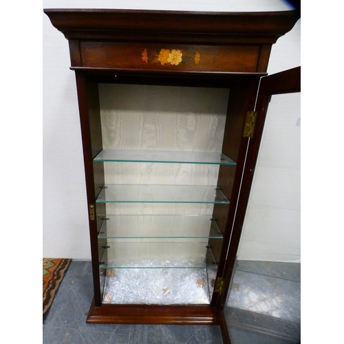 282 - Reproduction D-end coffee table, tri-plate dressing mirror and a wall cabinet with glass shelves.&nb... 