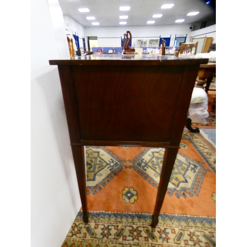 283 - Reproduction serpentine serving-type table with fitted drawers.