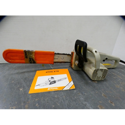 288 - Electric hedge cutter and a Stihl E14 chainsaw.  (2)