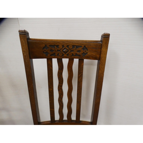 293 - Set of five oak carved bar-back dining chairs. 