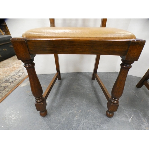 293 - Set of five oak carved bar-back dining chairs. 