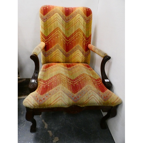 302 - Reproduction upholstered library armchair.