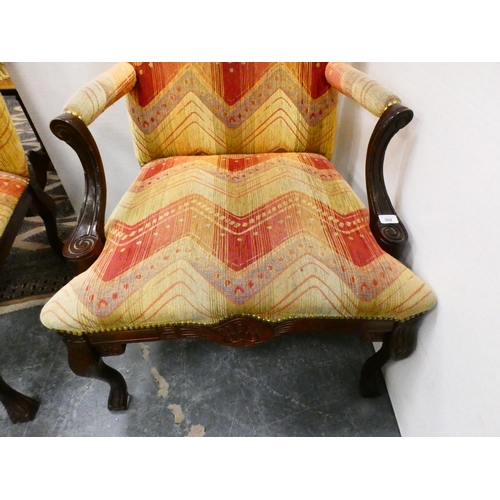 302 - Reproduction upholstered library armchair.