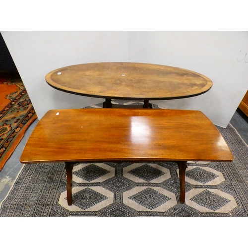 305 - Oval table on quadripartite supports and a rectangular shaped-top table.  (2)