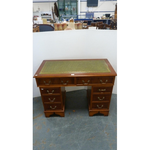 311 - Reproduction yew wood pedestal desk.