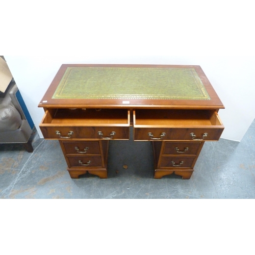 311 - Reproduction yew wood pedestal desk.