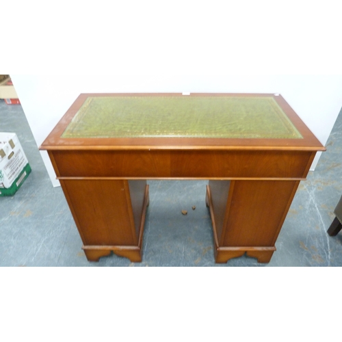 311 - Reproduction yew wood pedestal desk.